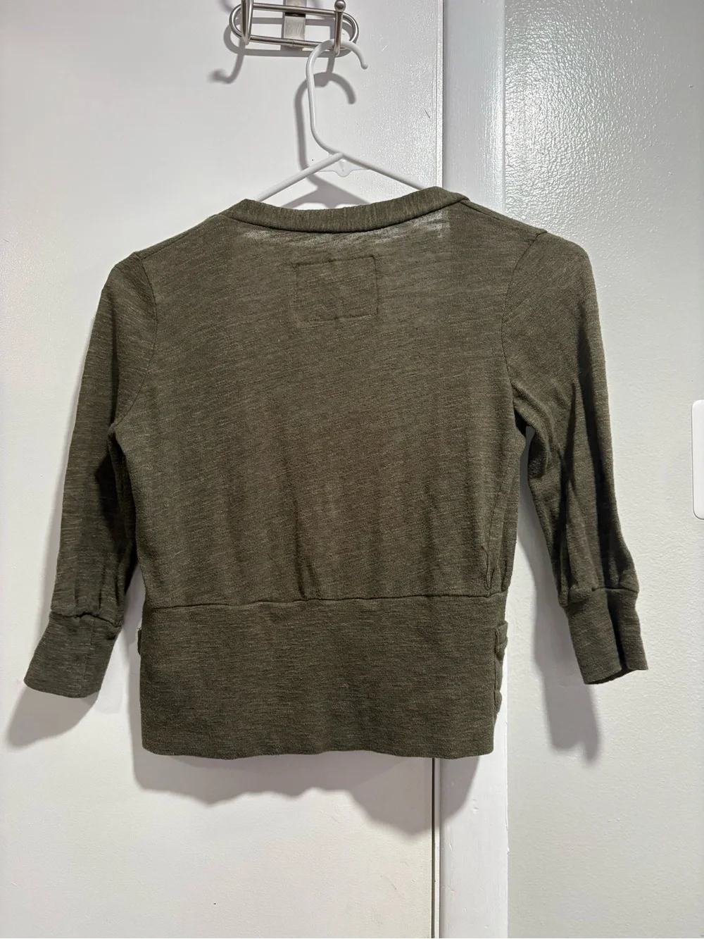 Poof! Olive Green Cropped Cardigan Sweater - Picture 2 of 5